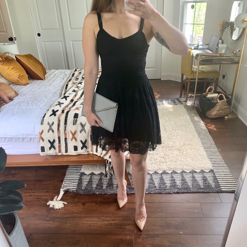 2/$28 NWOT Free people black lace dress